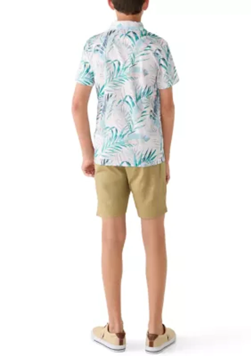 Boys 8-20 Palm Graphic Polo Shirt and Shorts Set