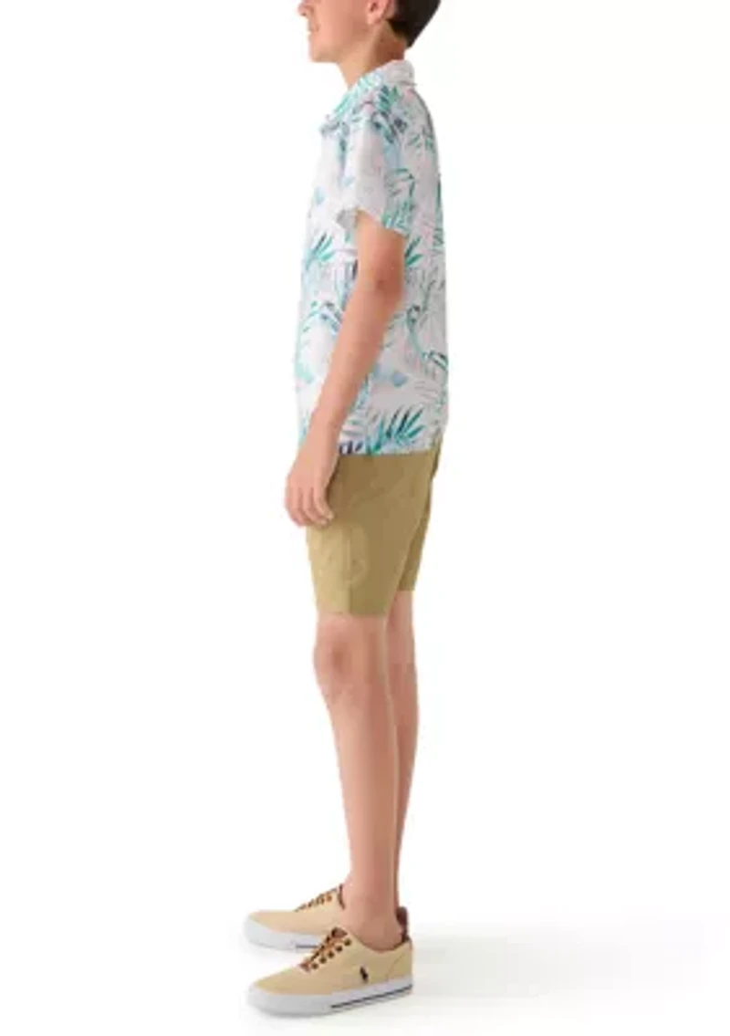 Boys 8-20 Palm Graphic Polo Shirt and Shorts Set
