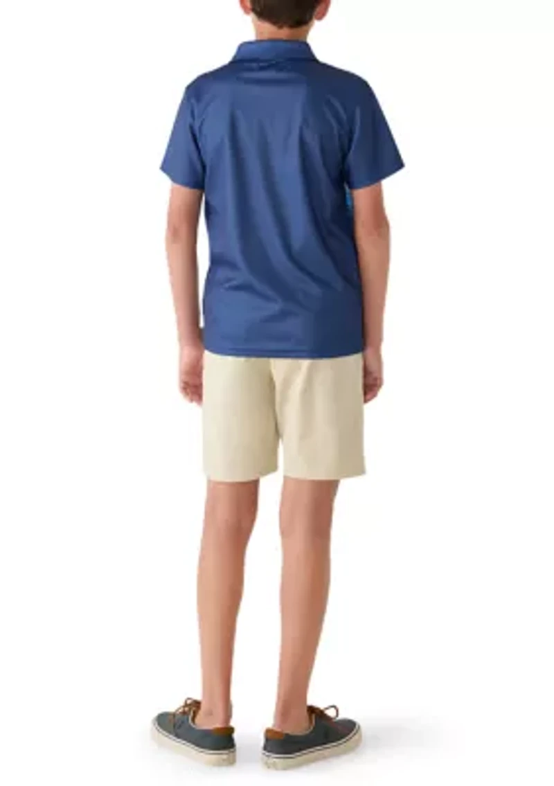 Boys 8-20 Floral Chest Striped Polo and Shorts Set