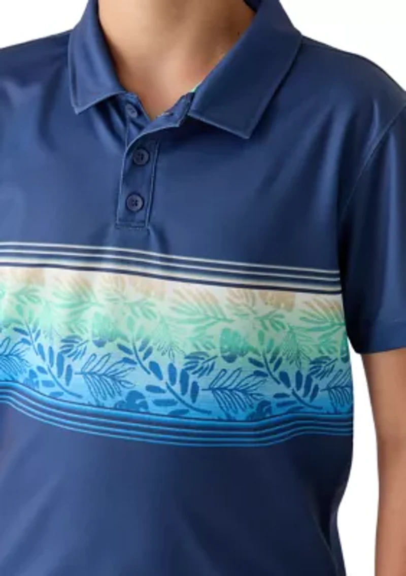 Boys 8-20 Floral Chest Striped Polo and Shorts Set