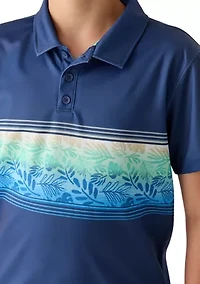 Boys 8-20 Floral Chest Striped Polo and Shorts Set