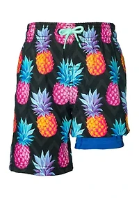 Boys 4-7 Pineapple Swim Trunks