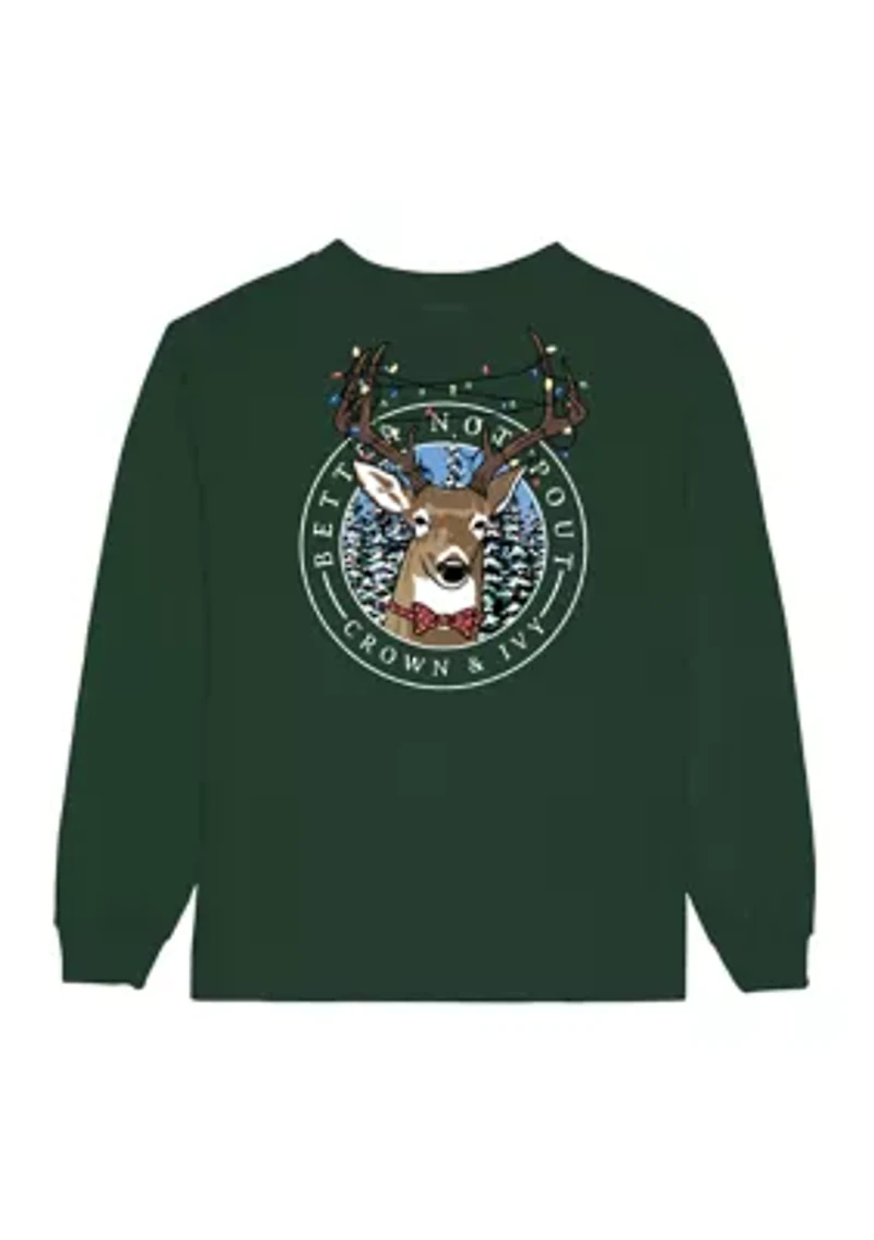 Boys 4-7 Reindeer Lights Long Sleeve Graphic T-Shirt