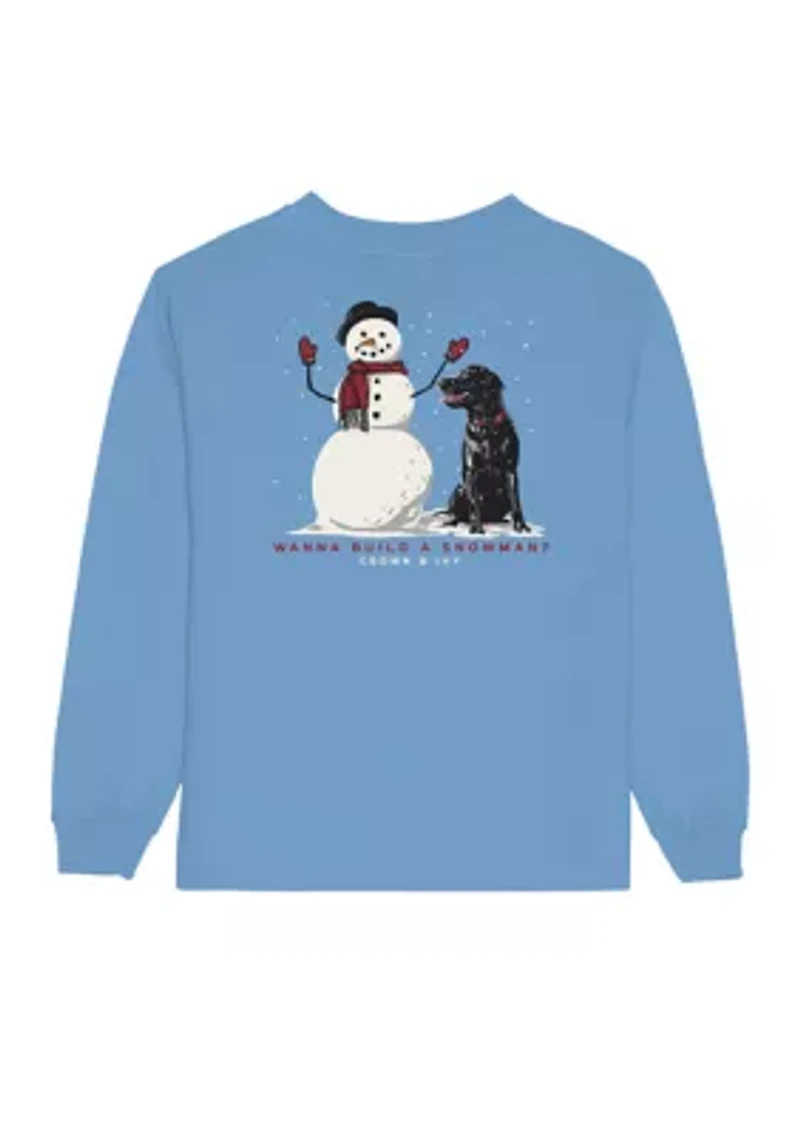 Boys 4-7 Snowman and Dog Long Sleeve Graphic T-Shirt