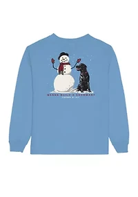Boys 4-7 Snowman and Dog Long Sleeve Graphic T-Shirt