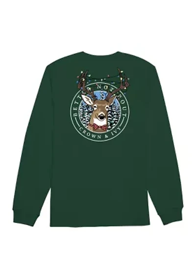 Boys 8-20 Reindeer Lights Long Sleeve Graphic T-Shirt
