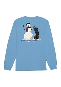 Boys 8-20 Snowman and Dog Long Sleeve Graphic T-Shirt