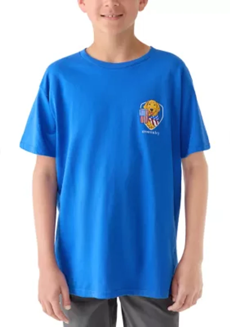 Boys 8-20 American Flag Dog Graphic Short Sleeve Shirt
