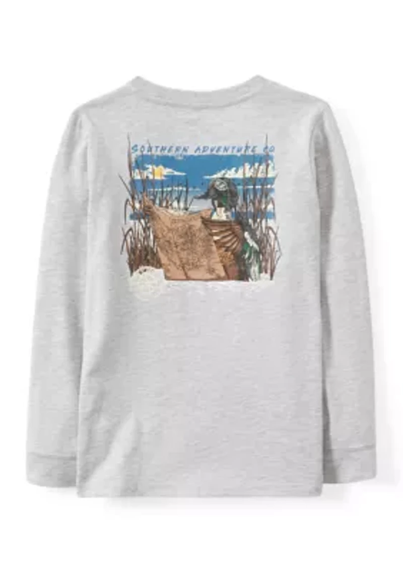 Boys 4-7 Duck Reading Map Long Sleeve T-Shirt