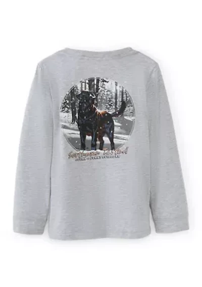 Boys 4-7 Dog Snow Long Sleeve T-Shirt
