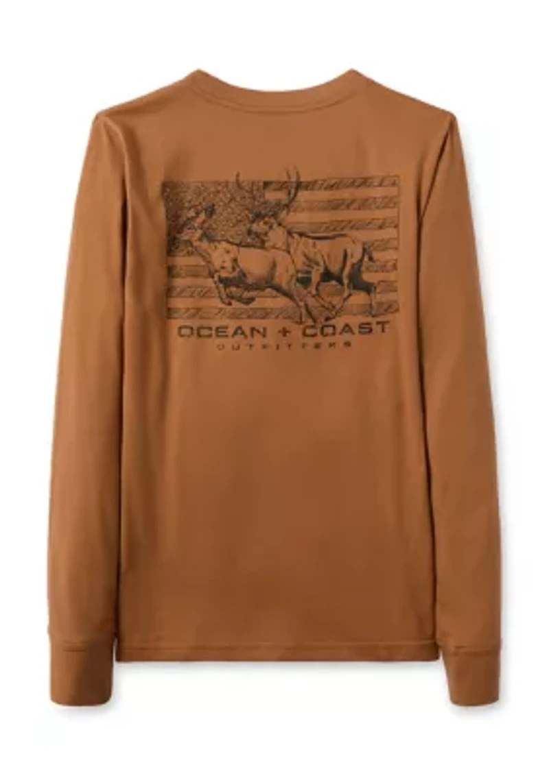 Boys 8-20 Deerflag Long Sleeve T-Shirt