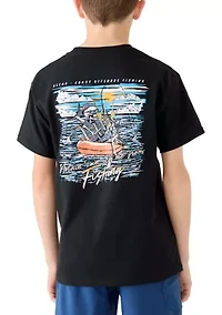 Boys 8-20 Skeleton Fishing Graphic Short Sleeve T-Shirt