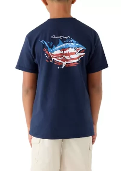 Boys 8-20 Short Sleeve Americana Fish Graphic T-Shirt
