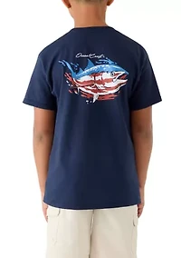 Boys 8-20 Short Sleeve Americana Fish Graphic T-Shirt
