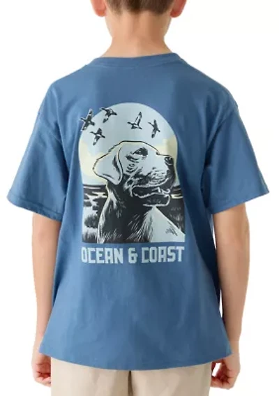 Boys 8-20 Dog Flying Birds Graphic Short Sleeve Shirt