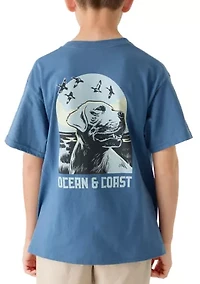 Boys 8-20 Dog Flying Birds Graphic Short Sleeve Shirt