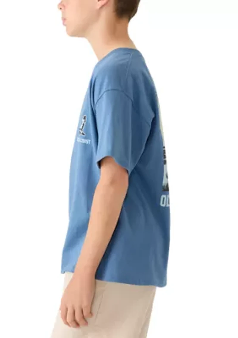 Boys 8-20 Dog Flying Birds Graphic Short Sleeve Shirt