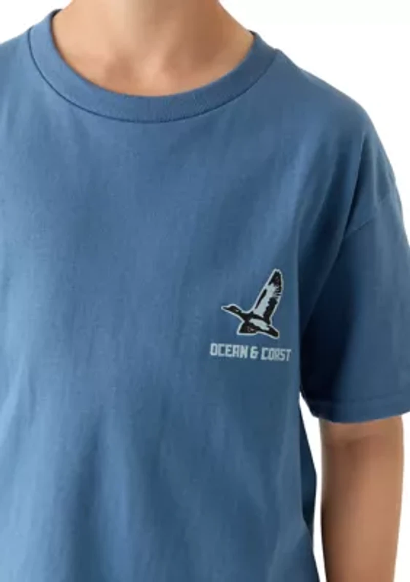 Boys 8-20 Dog Flying Birds Graphic Short Sleeve Shirt