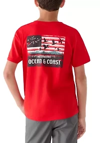 Boys 8-20 American Flag Hunting Birds Short Sleeve Graphic Shirt