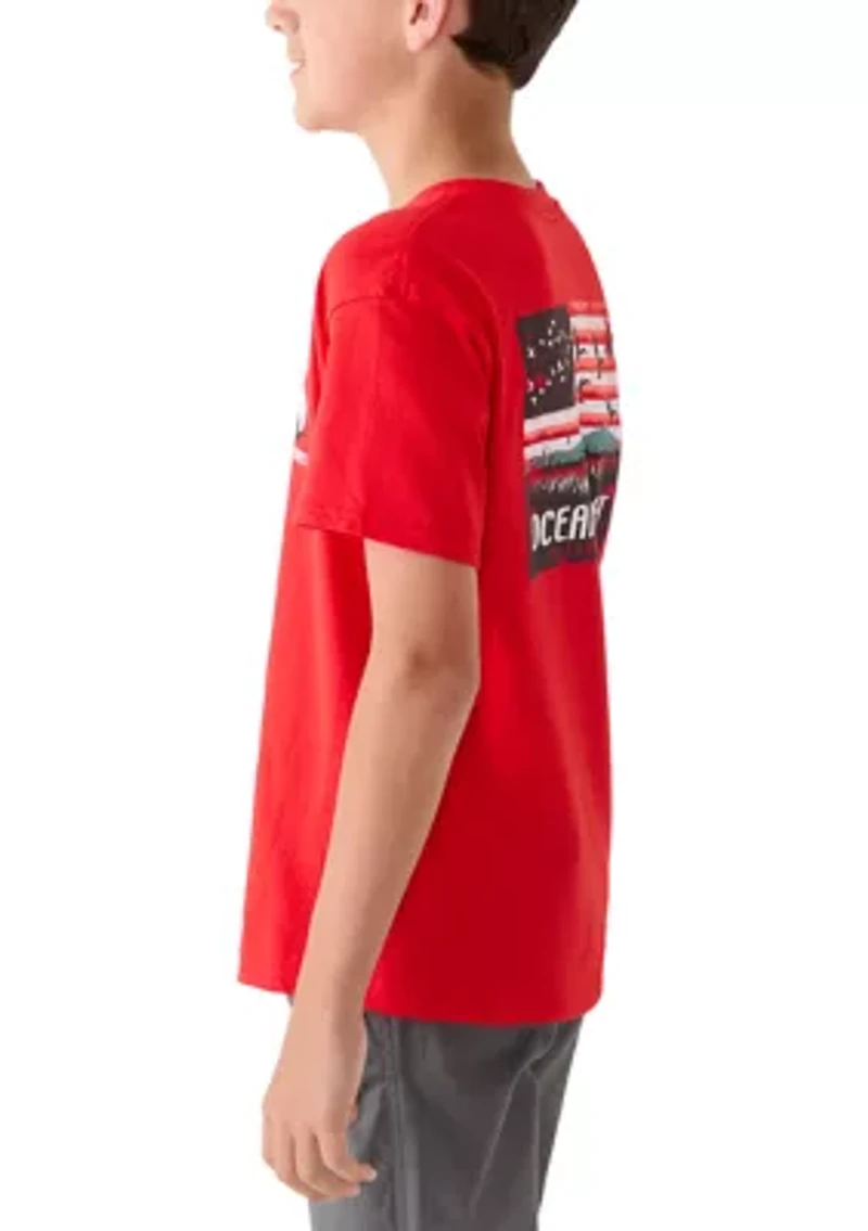 Boys 8-20 American Flag Hunting Birds Short Sleeve Graphic Shirt