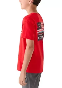 Boys 8-20 American Flag Hunting Birds Short Sleeve Graphic Shirt