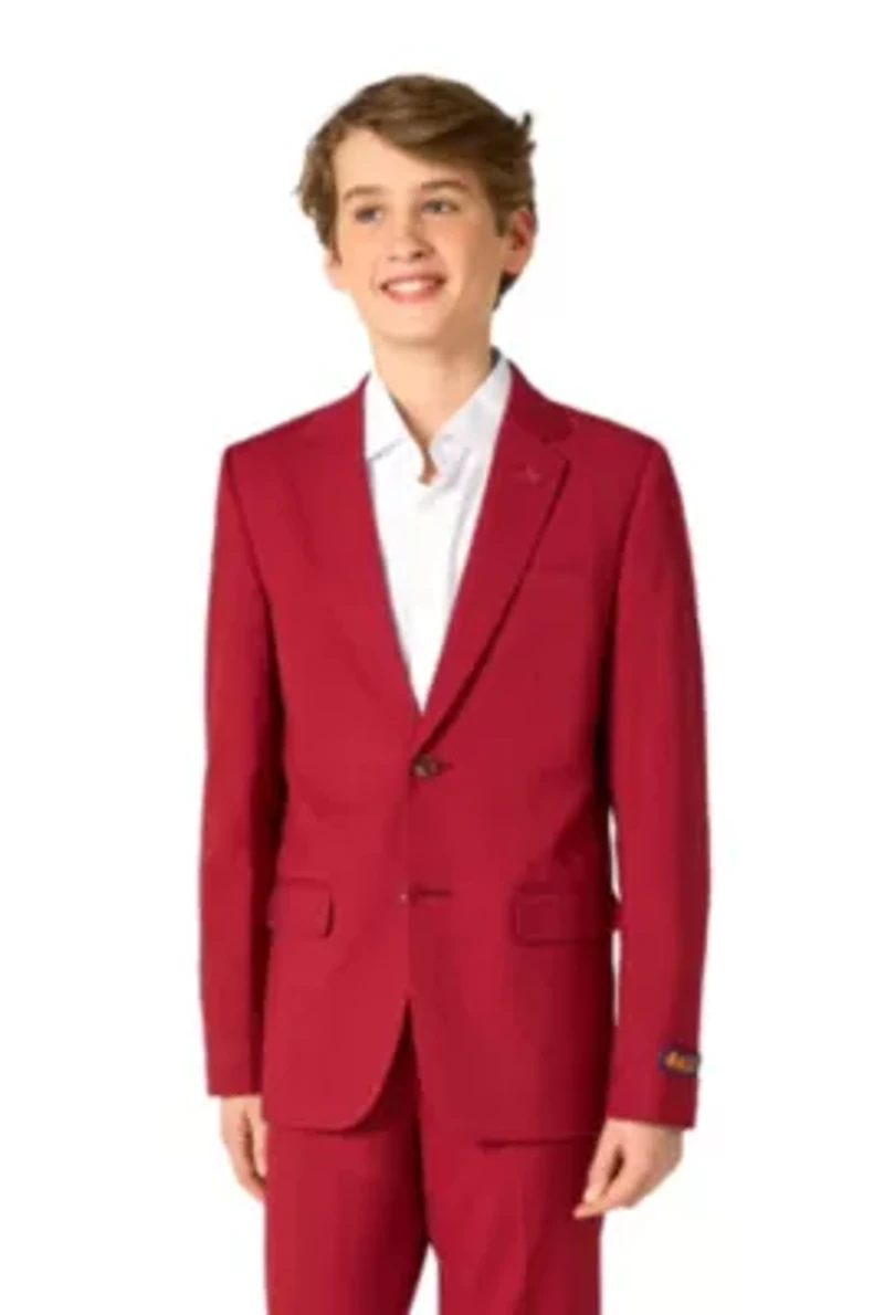 OppoSuits Daily Teen Boys Suit - Casual Kids Two-Piece Wedding & Easter Outfit Bright Burgundy
