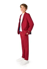 OppoSuits Daily Teen Boys Suit - Casual Kids Two-Piece Wedding & Easter Outfit Bright Burgundy