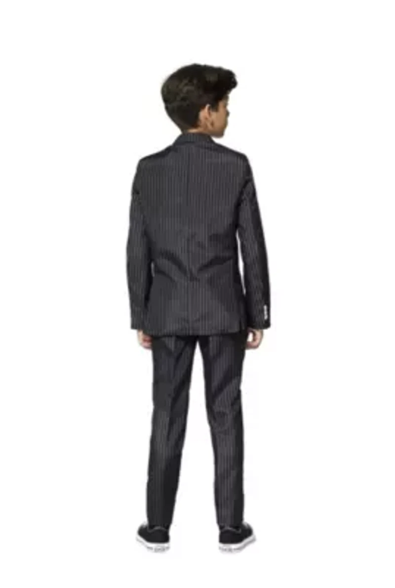 Gangster Pinstripe Black 2 Piece Suit + Tie