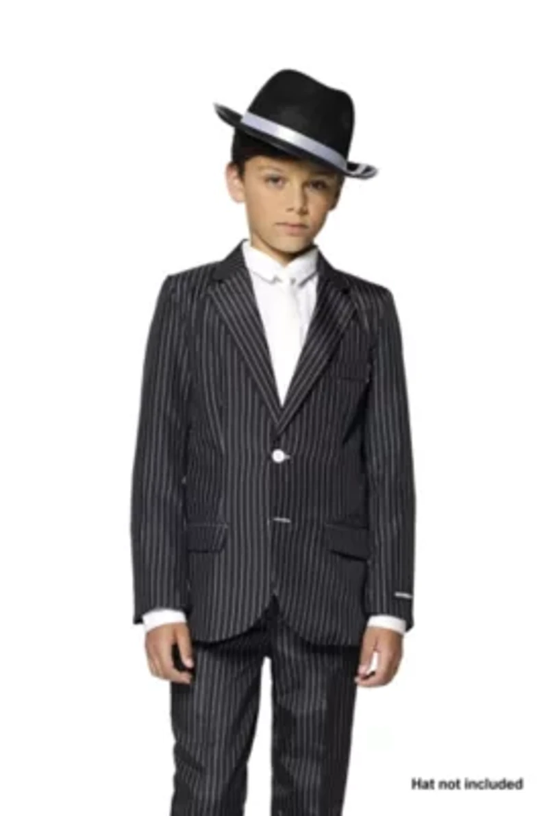 Gangster Pinstripe Black 2 Piece Suit + Tie