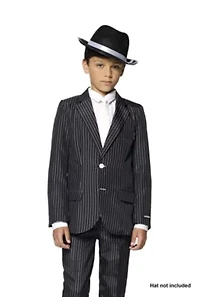Gangster Pinstripe Black  2 Piece Suit + Tie