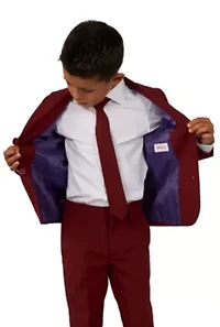 BOYS Blazing Burgundy 2 Piece Suit + Tie