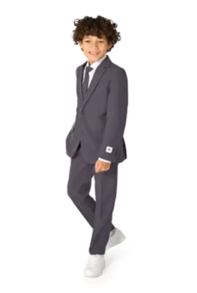 OppoSuits Boys Charcool Solid Color Suit - School And Wedding Party Outfit Charcoal Black