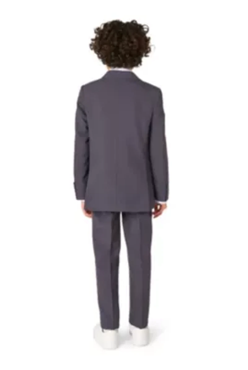 OppoSuits Boys Charcool Solid Color Suit - School And Wedding Party Outfit Charcoal Black