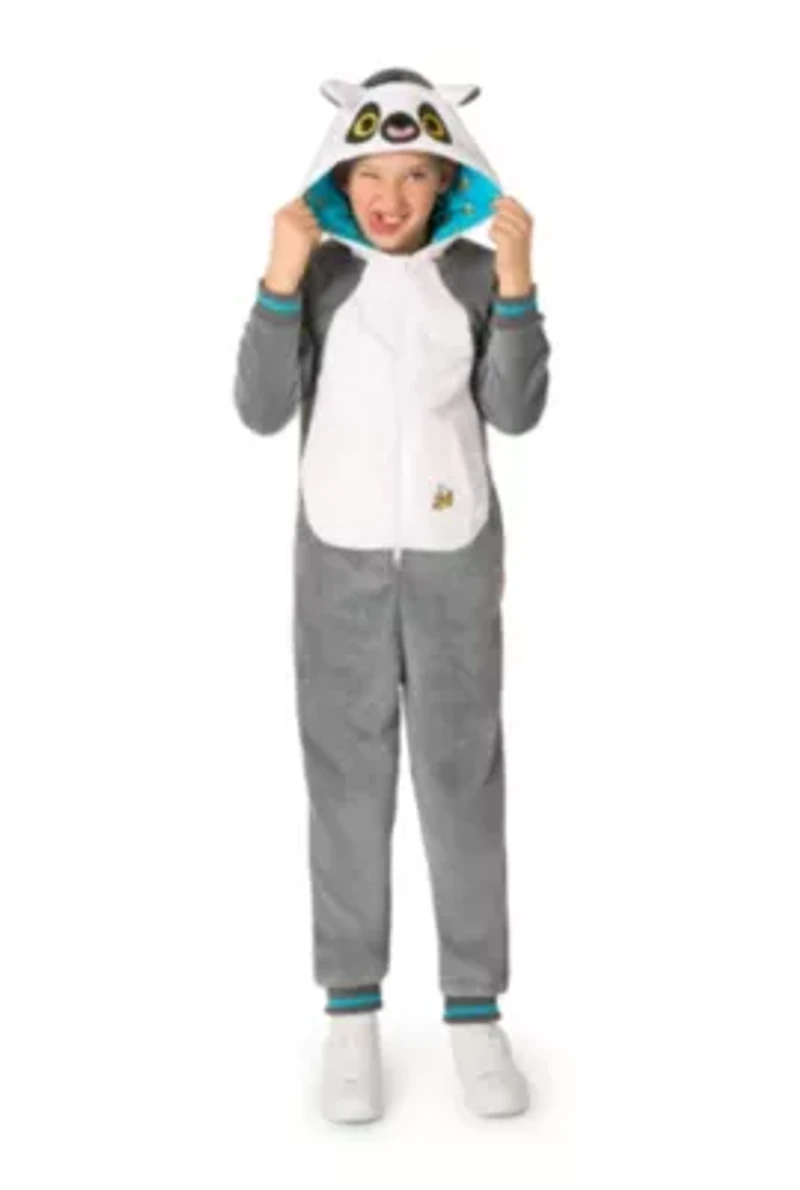 OppoSuits Kids Lemur Costume Outfit - Animal Jumper Pyjamas Grey