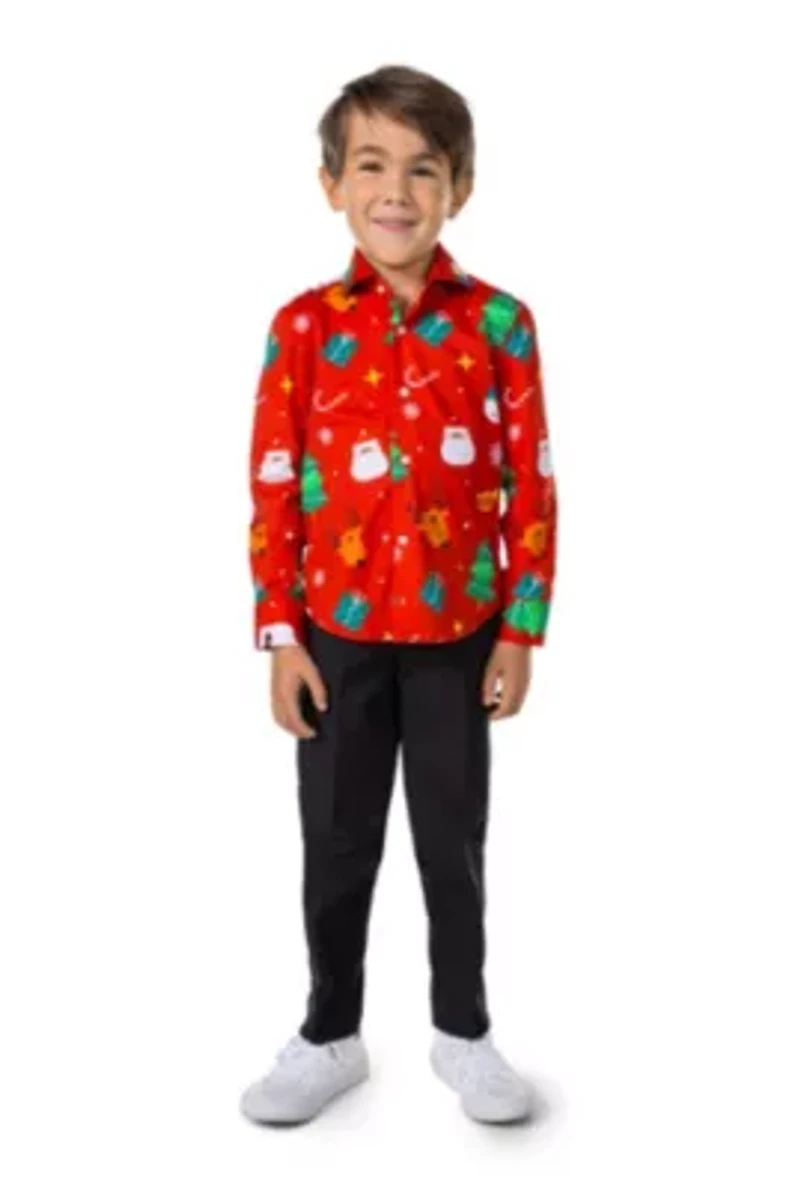 SHIRT LS Festivity Red Boys