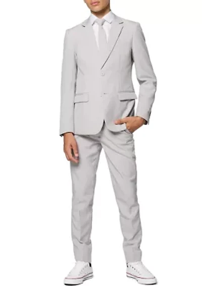 Boys 8-20 Groovy Gray Solid Color Suit