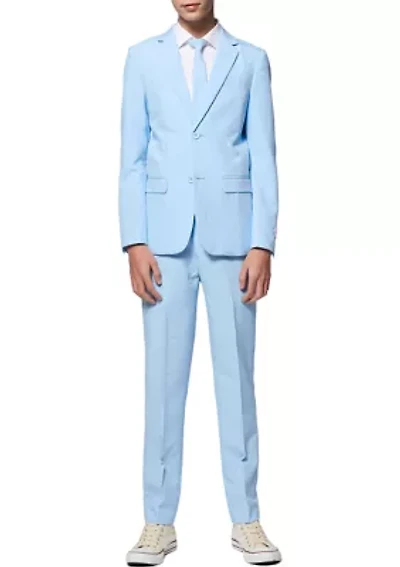 Boys 8-20 Cool Blue Solid Color Suit