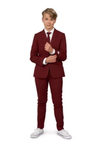 TEEN BOYS Blazing Burgundy 2 Piece Suit + Tie