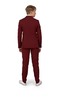 TEEN BOYS Blazing Burgundy 2 Piece Suit + Tie