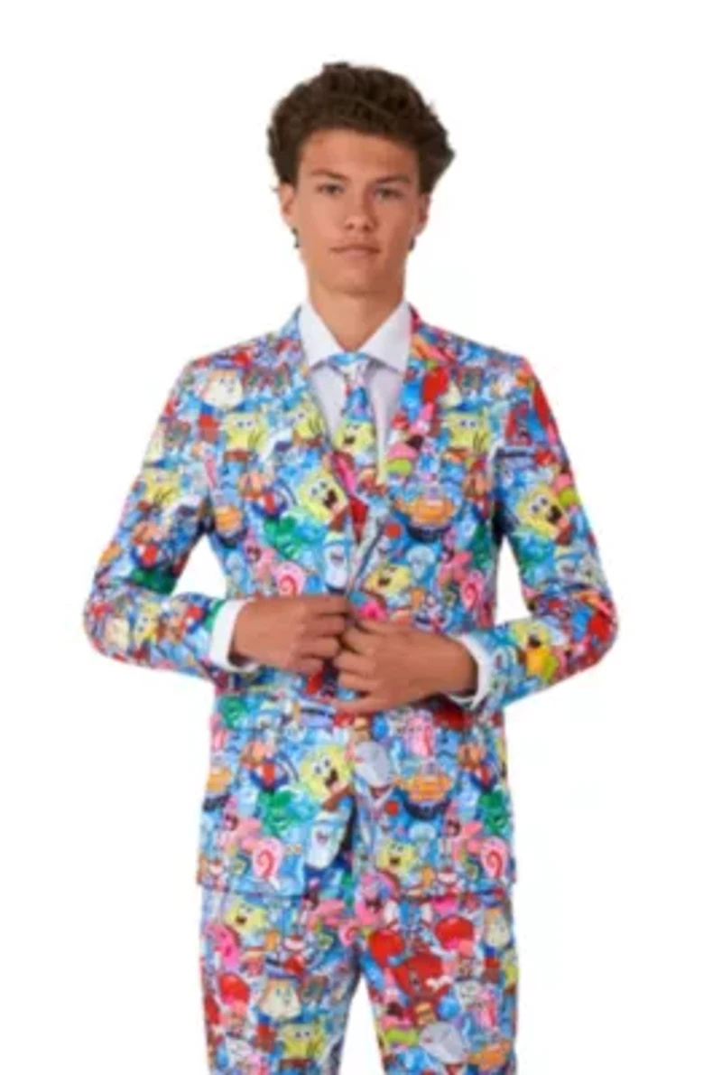 TEEN BOYS SpongeBob™ Frenzy 2 Piece Suit + Tie