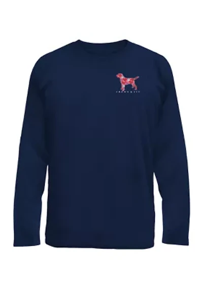Boys 8-20 Navy Valentine's Long Sleeve T-Shirt