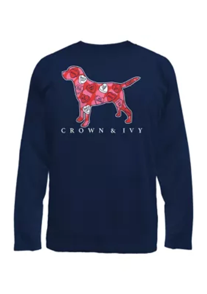 Boys 8-20 Navy Valentine's Long Sleeve T-Shirt