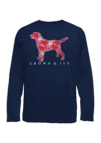 Boys 8-20 Navy Valentine's Long Sleeve T-Shirt