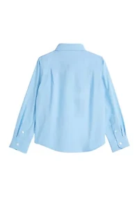 Boys 4-7 Solid Woven Poplin Button Down Shirt