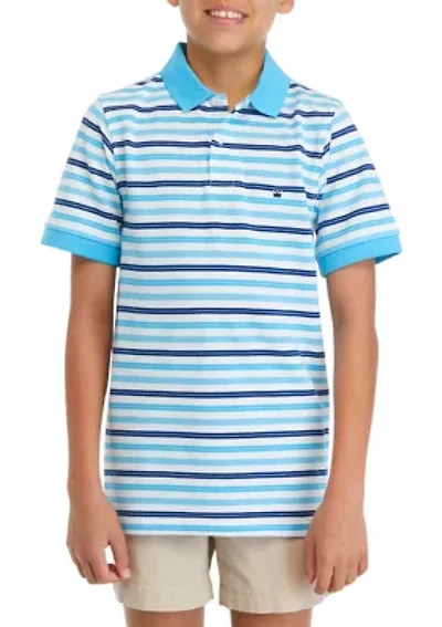 Boys 8-20 Cotton Double Multi Stripe Piqué Polo Shirt