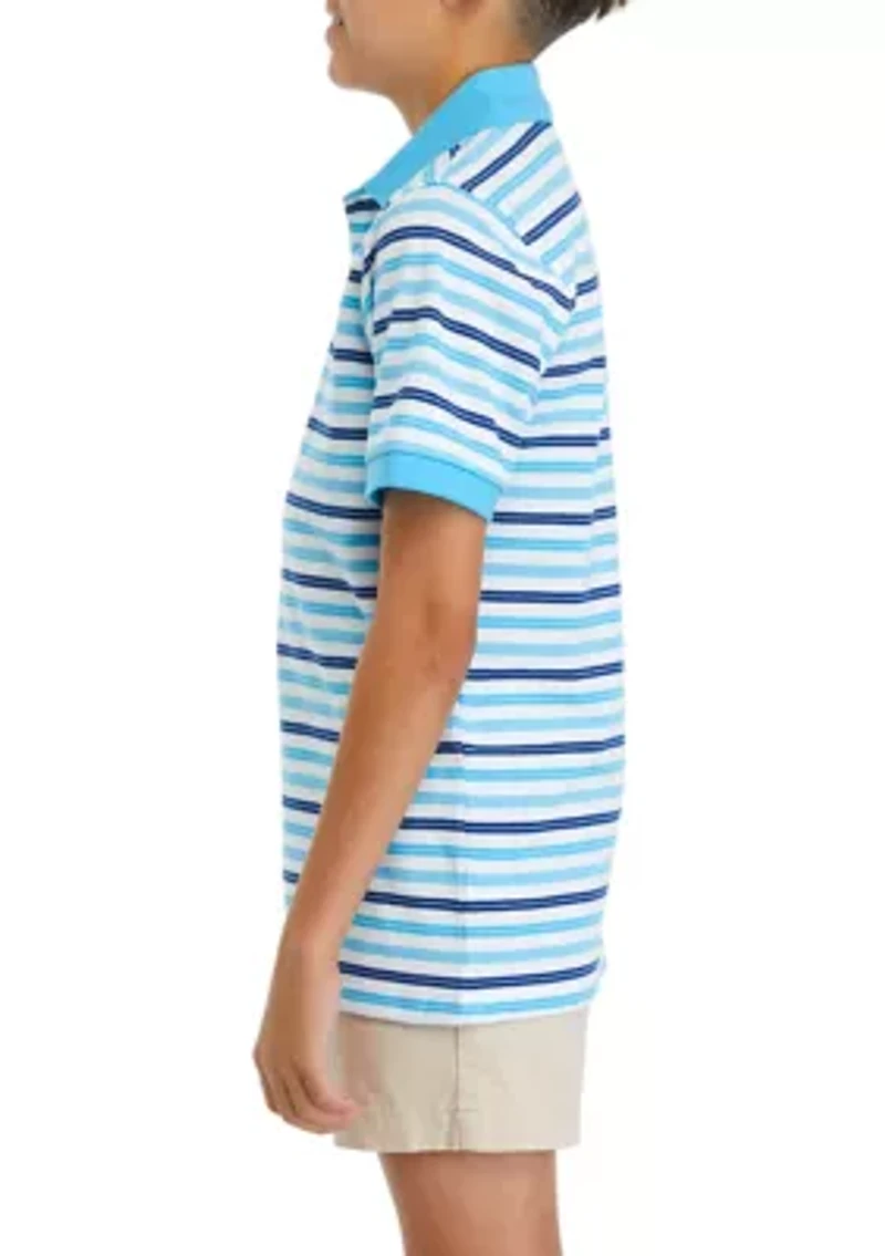 Boys 8-20 Cotton Double Multi Stripe Piqué Polo Shirt