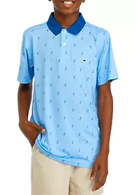 Boys 8-20 Golf Print Performance Polo Shirt