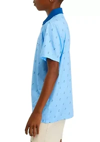 Boys 8-20 Golf Print Performance Polo Shirt