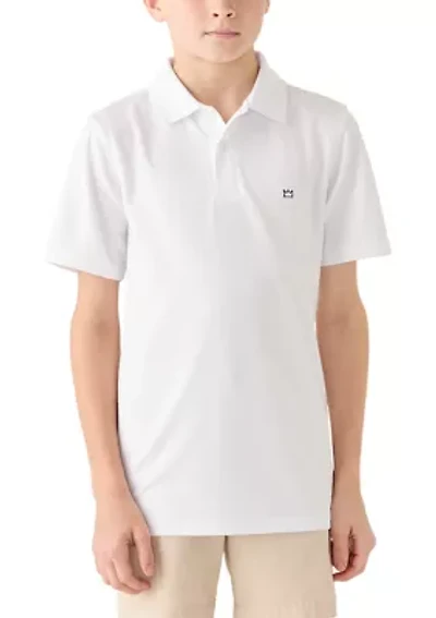 Boys 8-20 Solid Perforated Pindot Polo Shirt
