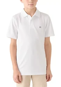 Boys 8-20 Solid Perforated Pindot Polo Shirt